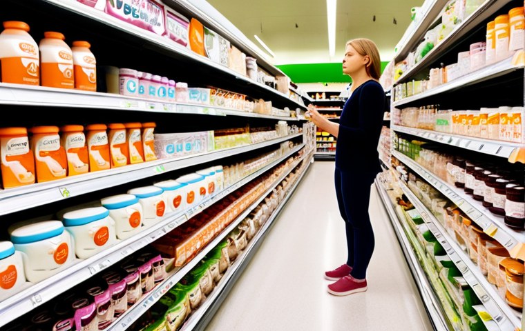 **Prompt 1: The Probiotic Supermarket Maze**
    "A slightly overwhelmed Dutch person, mid-shot, standing in a brightly lit, modern supermarket aisle. Shelves are densely packed with a chaotic array of probiotic yogurts, drinks, and supplements, all loudly proclaiming 'probiotica' on their labels. The scene emphasizes the sheer volume and confusion of choices, with a subtle shift in focus towards a single, detailed product label, symbolizing the move from general overwhelm to a more discerning, personalized approach to gut health. Include elements of busy, colorful packaging."