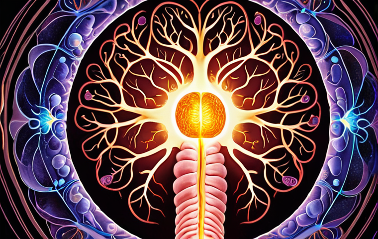 A vibrant, abstract representation of the human body with a glowing, intricate gut at its core, acting as a "second brain." Delicate, luminous pathways connect the gut to a subtly illuminated brain, radiating energy and mental clarity. Surrounding the gut, microscopic, beneficial organisms are depicted as a harmonious, dynamic ecosystem of soft, organic shapes and warm, inviting colors, symbolizing vitality, balance, and overall well-being. The image should convey a sense of scientific wonder blended with holistic health, clean lines, and an ethereal glow.